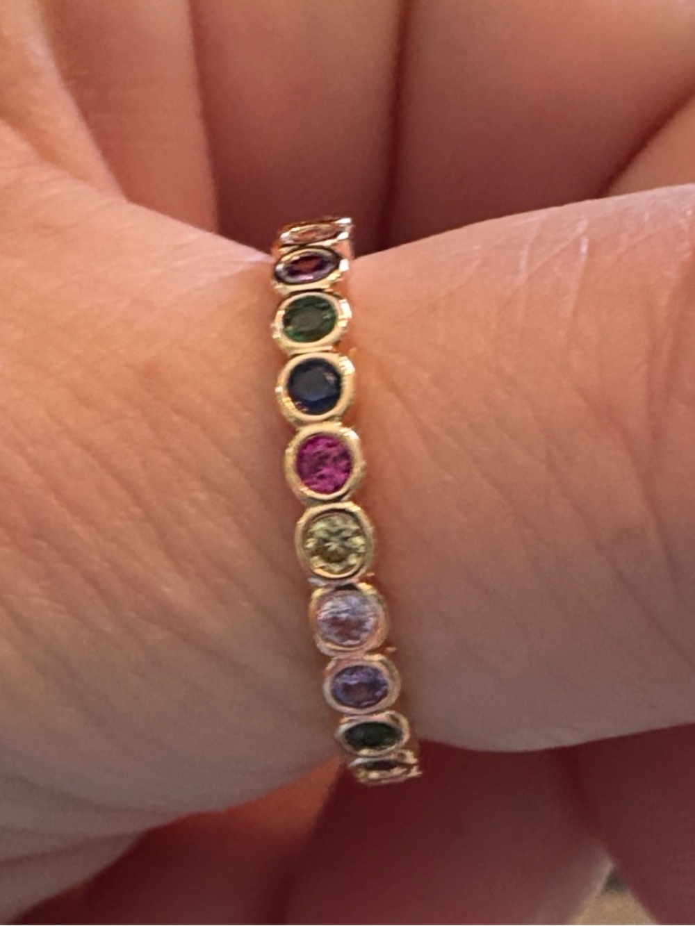 Pretty Bird Gold Tone Multi-Gemstone Eternity Ring Size 8